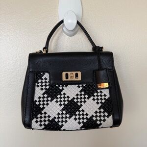 MICHAEL KORS Women's Karson Mini Leather Satchel Optic White Black